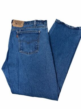 VTG Levi’s 505 Orange Tab Straight Leg Jeans Mens 42x30 (40x29) USA Distressed